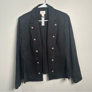 Chico's Elegant Black Blazer with Gold Buttons